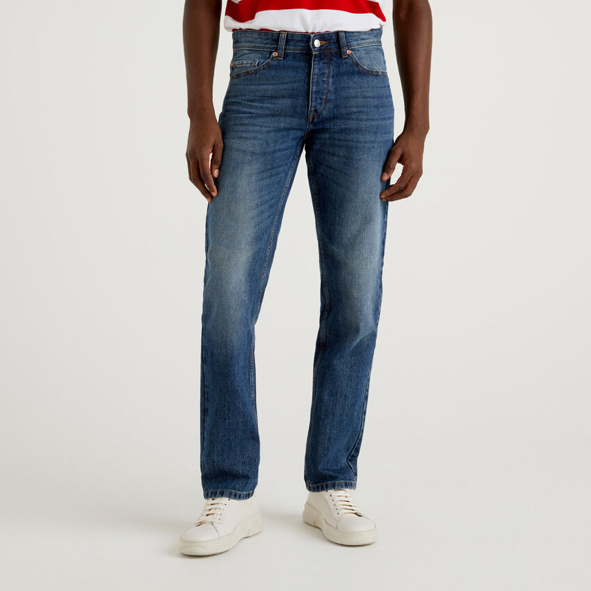 Jeans straight leg 100% coton