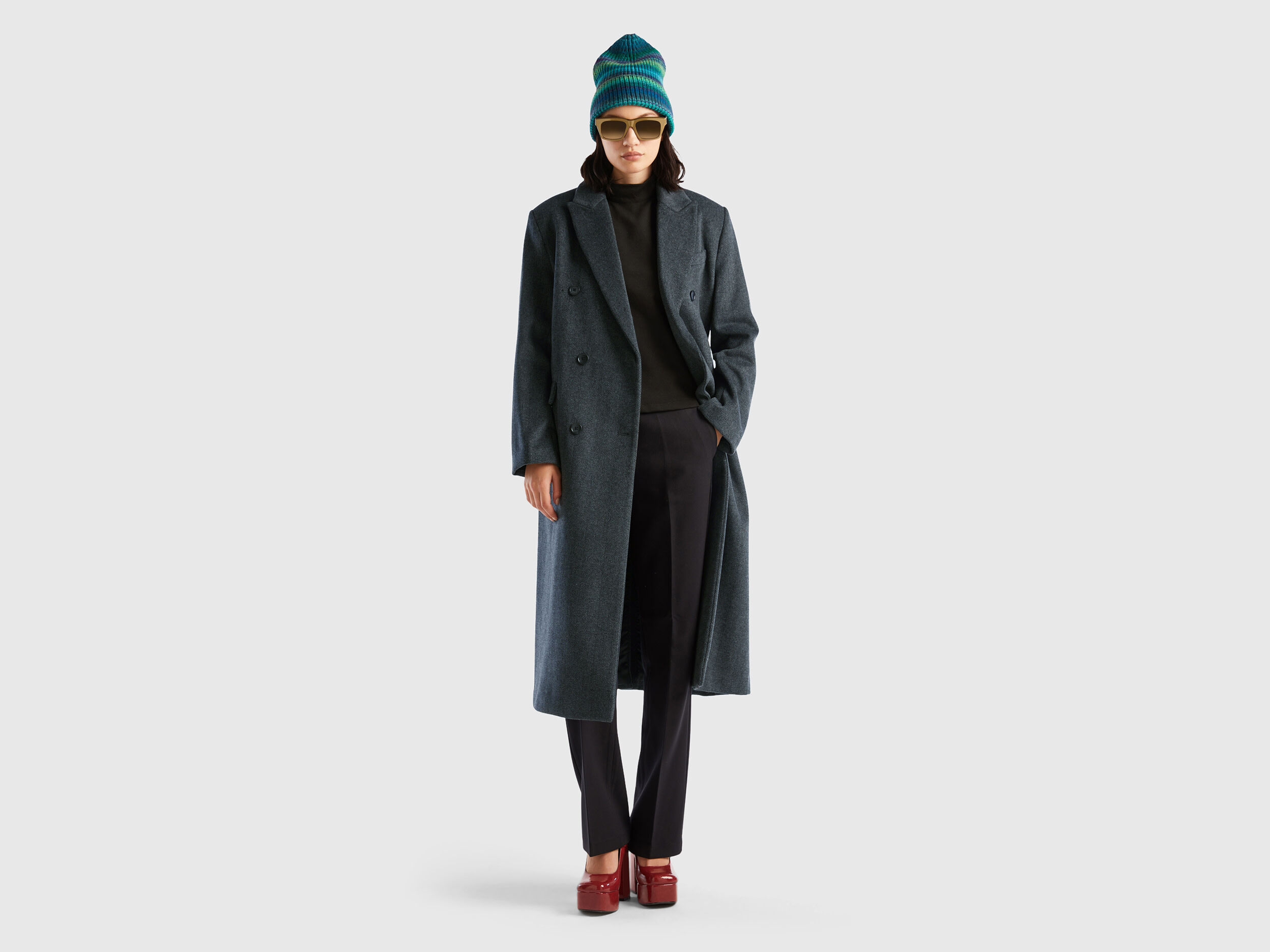 Manteau long gris foncé best sale