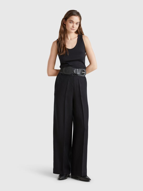 Pantalon Palazzo en 100% lin Femme
