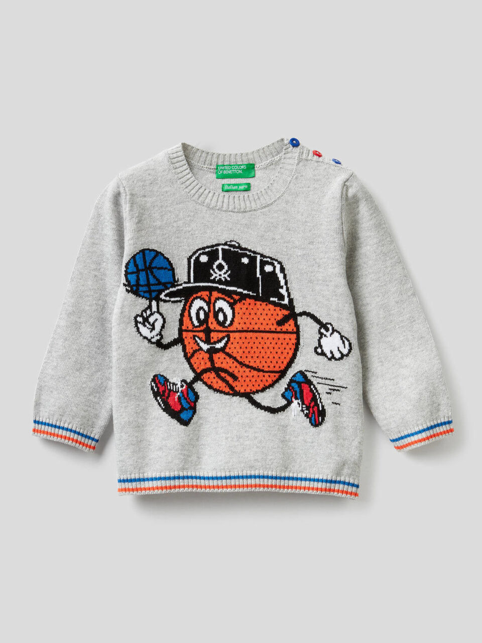 Pull col rond avec motif en intarsia image number 1