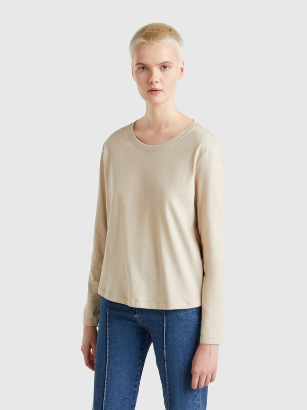 T-shirt à manches longues en coton léger Femme