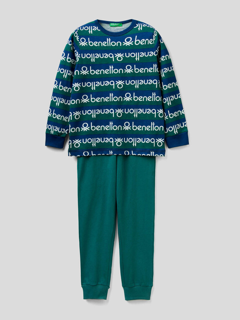 Pyjama avec haut à rayures et logo imprimé image number 1