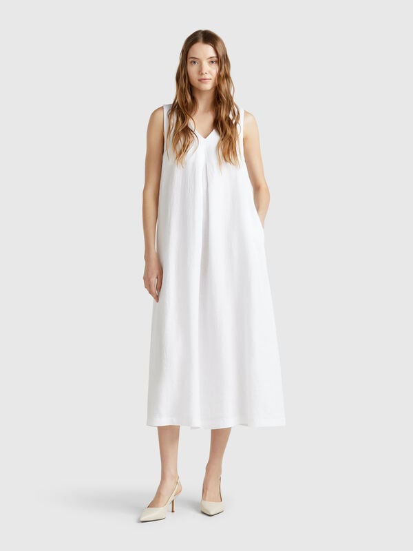 Robe sans manches en pur lin Femme