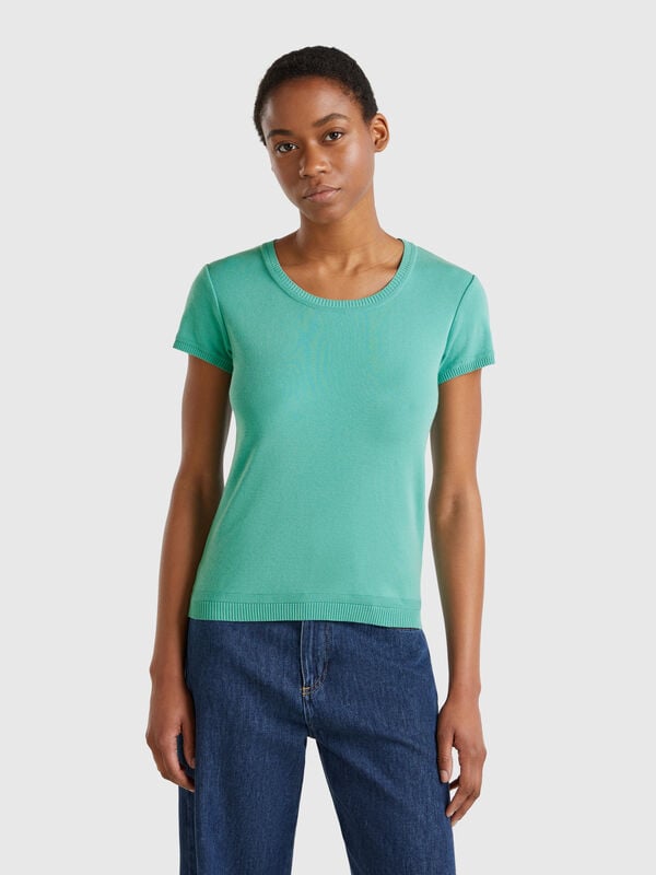 Pull à manches courtes en 100 % coton Femme