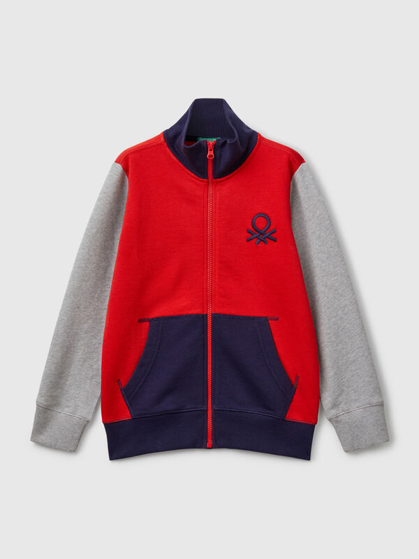 Sweat-shirt zippé en coton pur Garçon