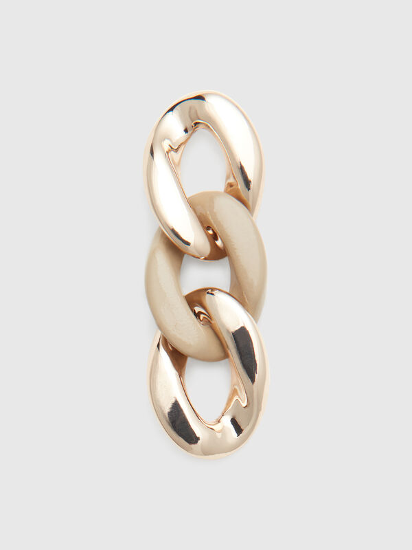 Boucles d'oreilles pendantes avec chaîne dorée et beige Femme