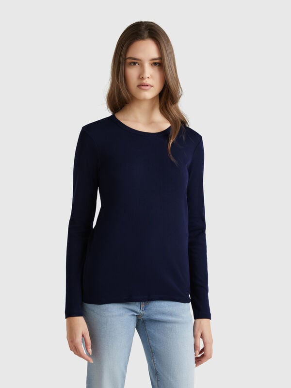 T-shirt à manches longues en pur coton Femme