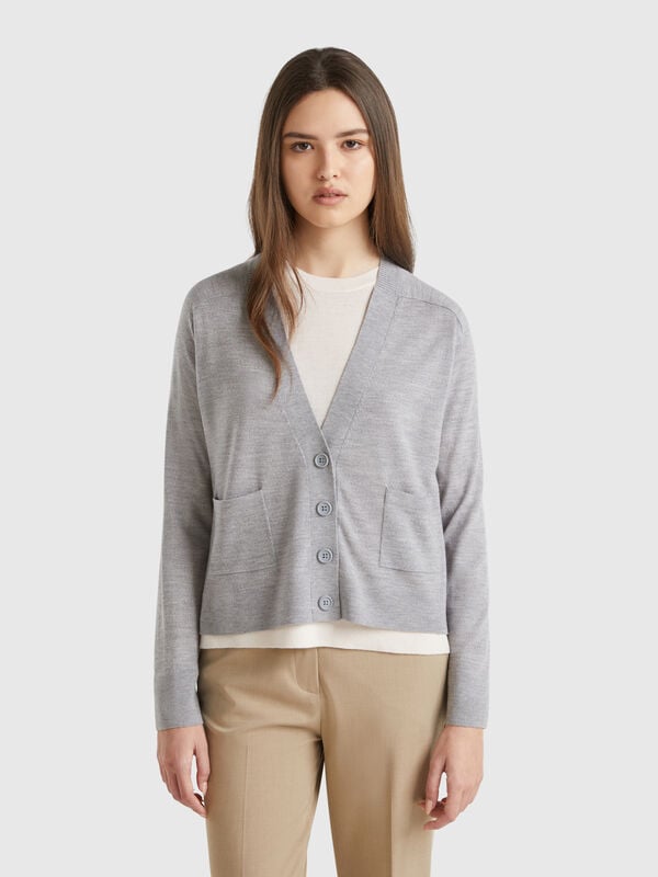 Cardigan en pure laine mérinos Femme