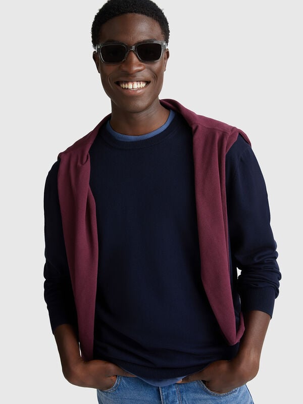 Pull col rond 100% coton Homme