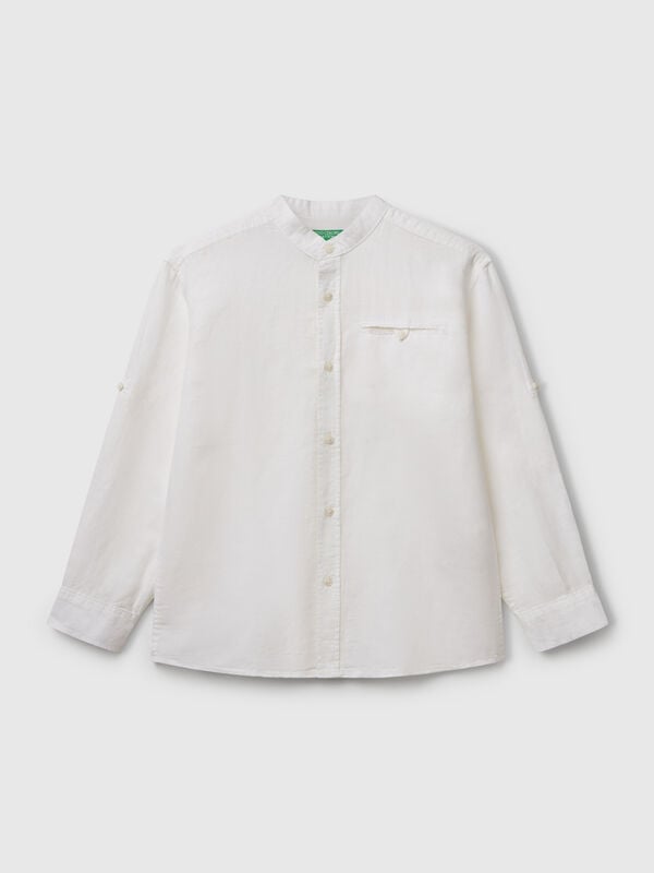 Chemise mandarine en lin mélangé Garçon
