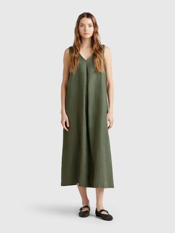 Robe sans manches en pur lin Femme