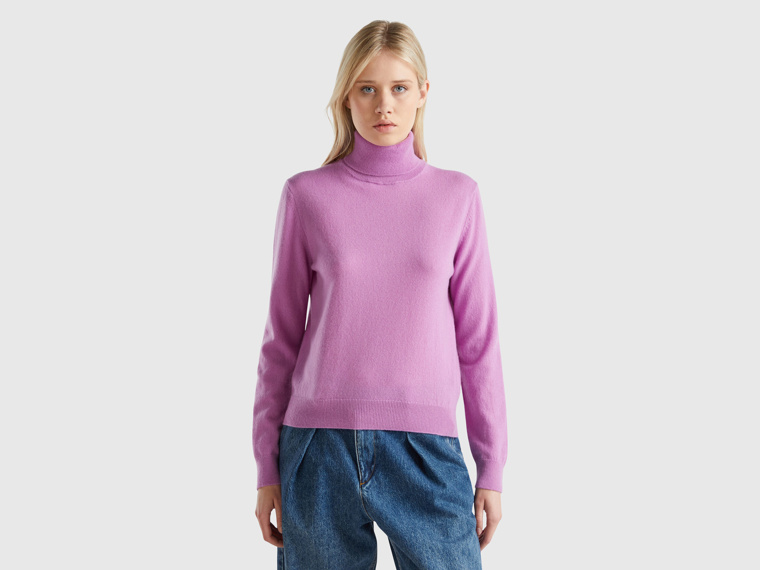 Pull col roulé femme benetton new arrivals