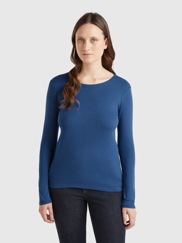 T-shirt à manches longues en pur coton Femme