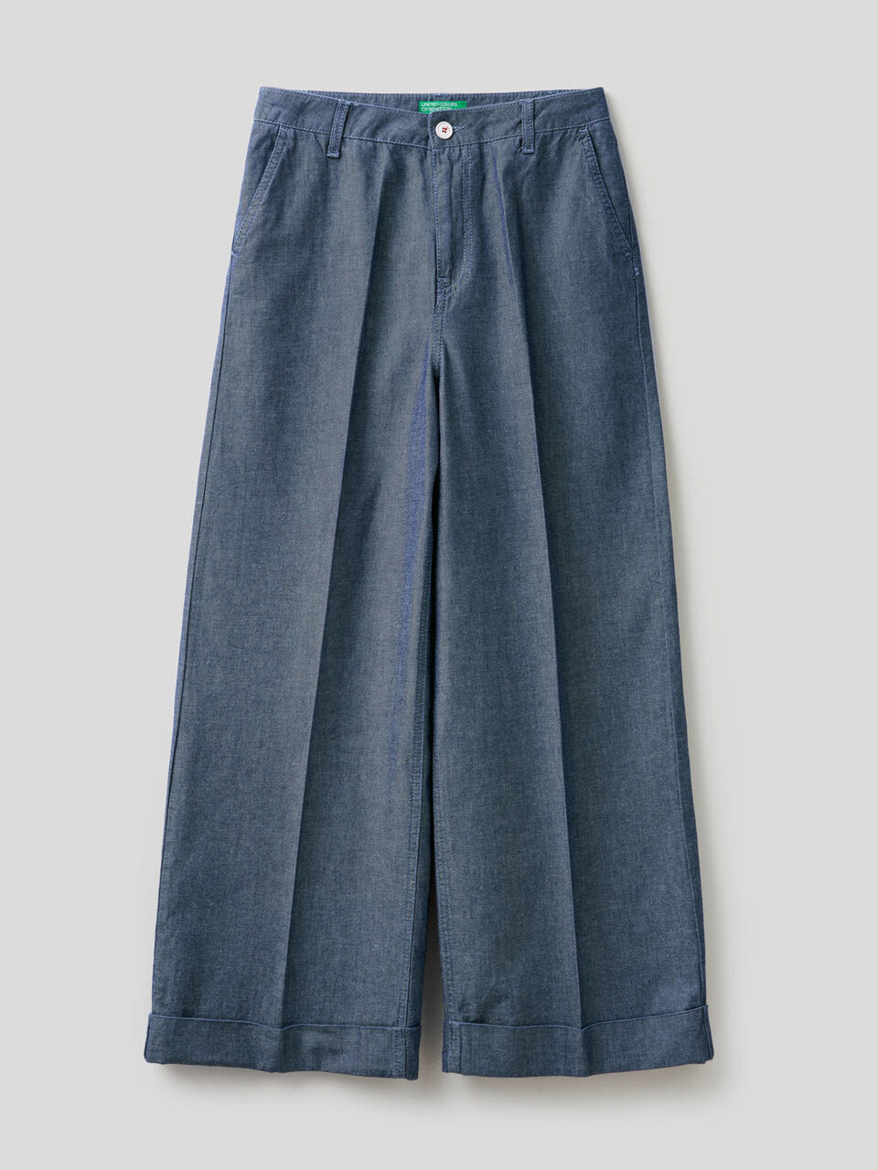 Pantalon avec revers en denim léger image number 1