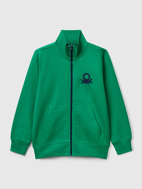 Sweat-shirt zippé en pur coton Garçon