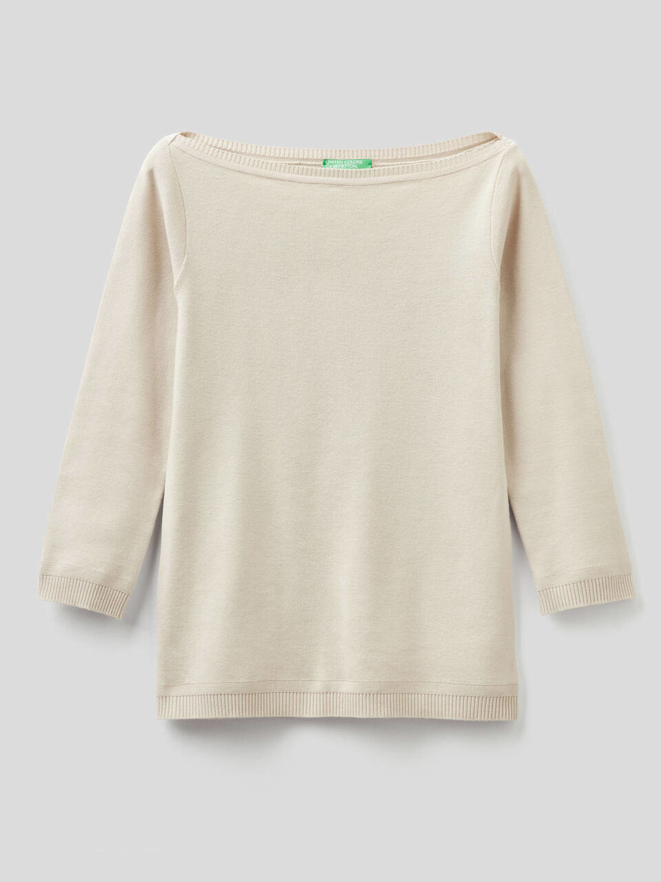 Pull 100% coton avec encolure bateau image number 1