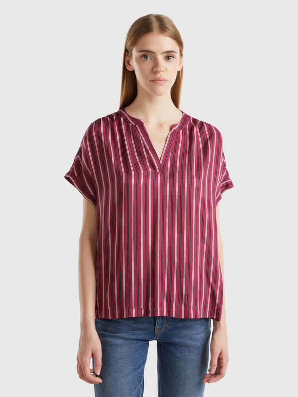 Blouse rayée en pure viscose Femme