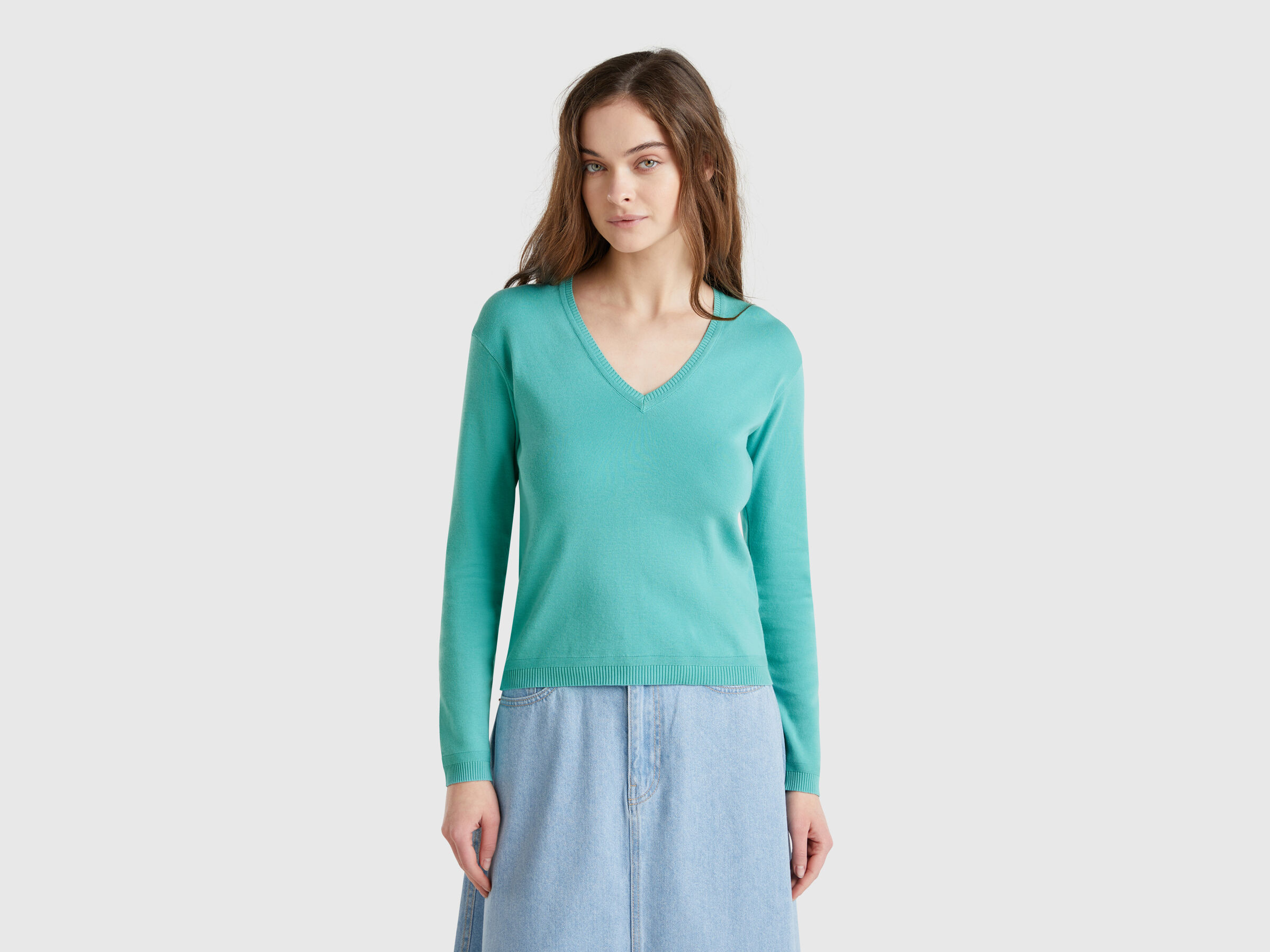 V NECK SWEATER L/S Femme image number 0
