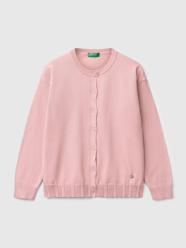 Cardigan à col ras du cou en pur coton Filles