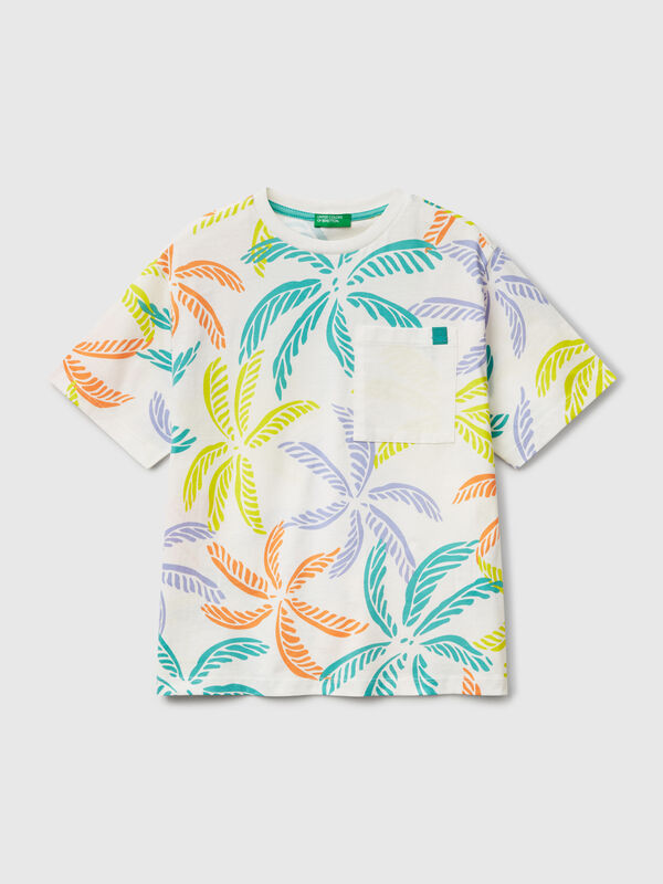 T-shirt blanc à imprimé tropical Garçon