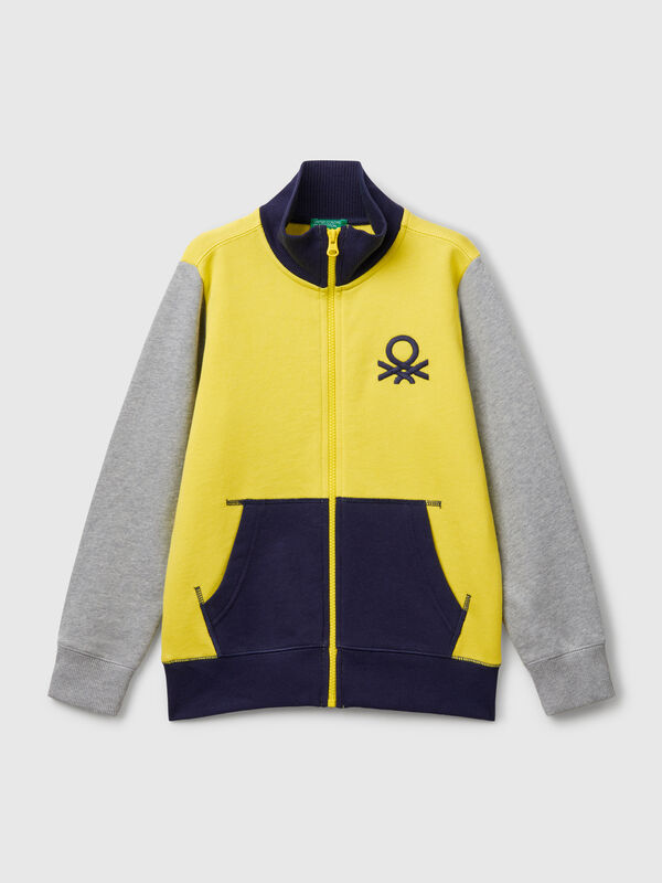 Sweat-shirt zippé en coton pur Garçon