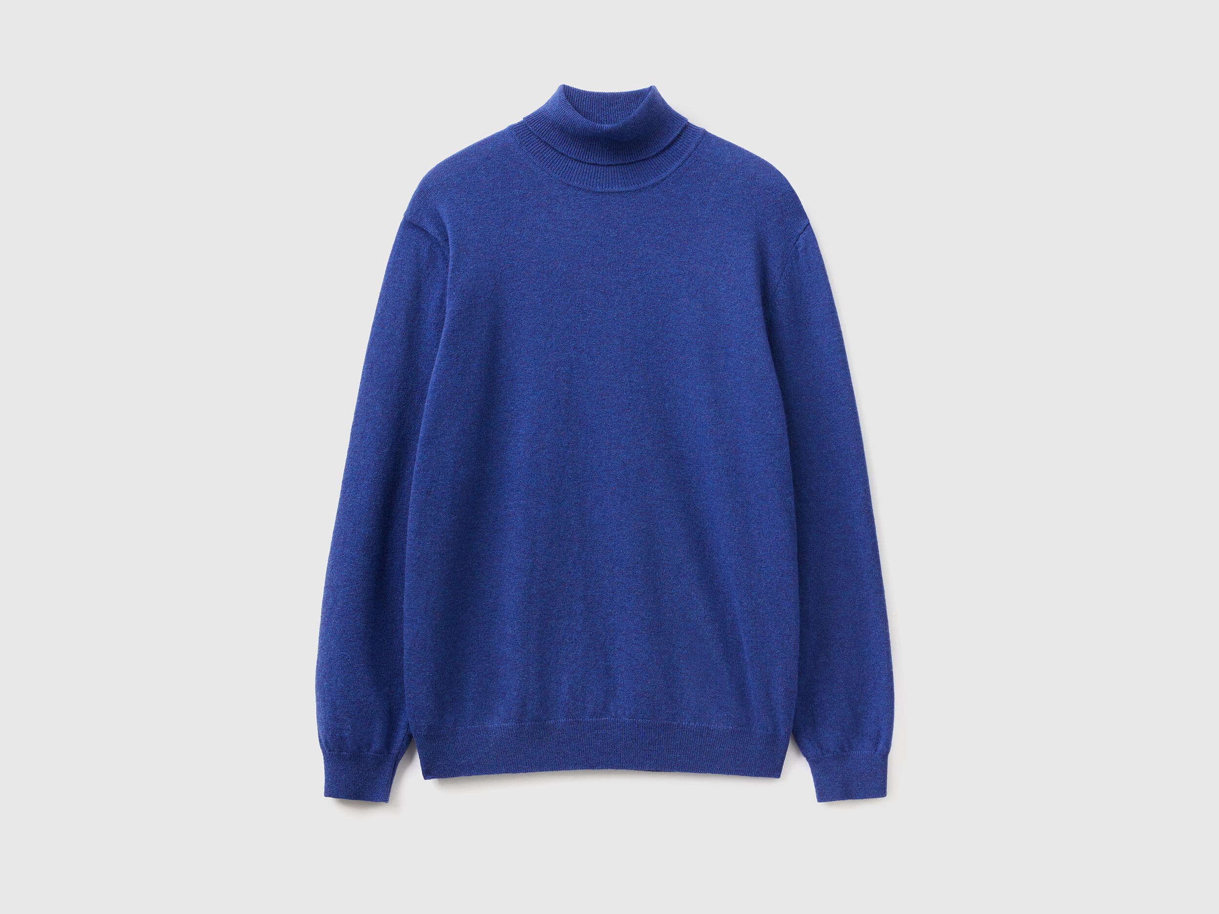 Pull bleu col roul en pure laine M rinos Turquoise Benetton
