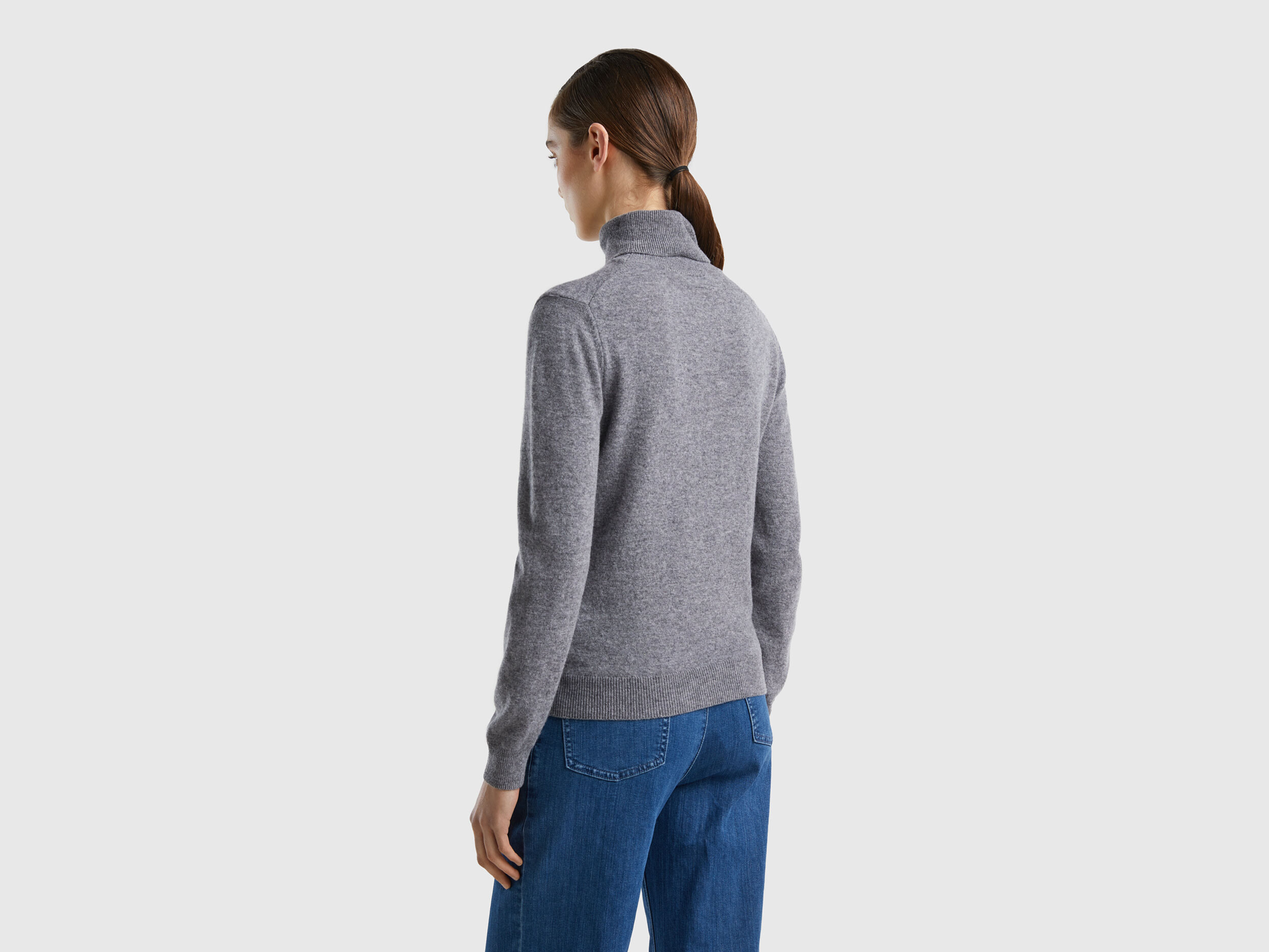 Pull col deals roulé benetton femme