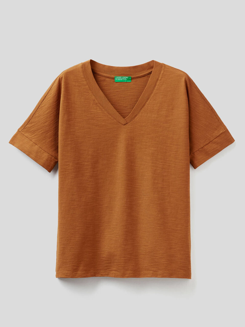 T-shirt avec col en V 100% coton image number 1