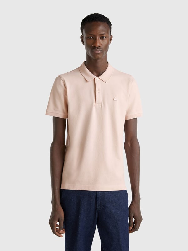 Polo ajusté rose poudré Homme