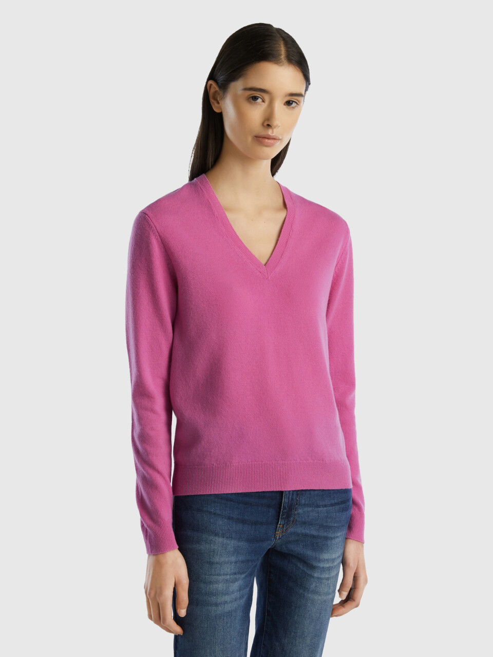 Benetton pull 2025 femme col v