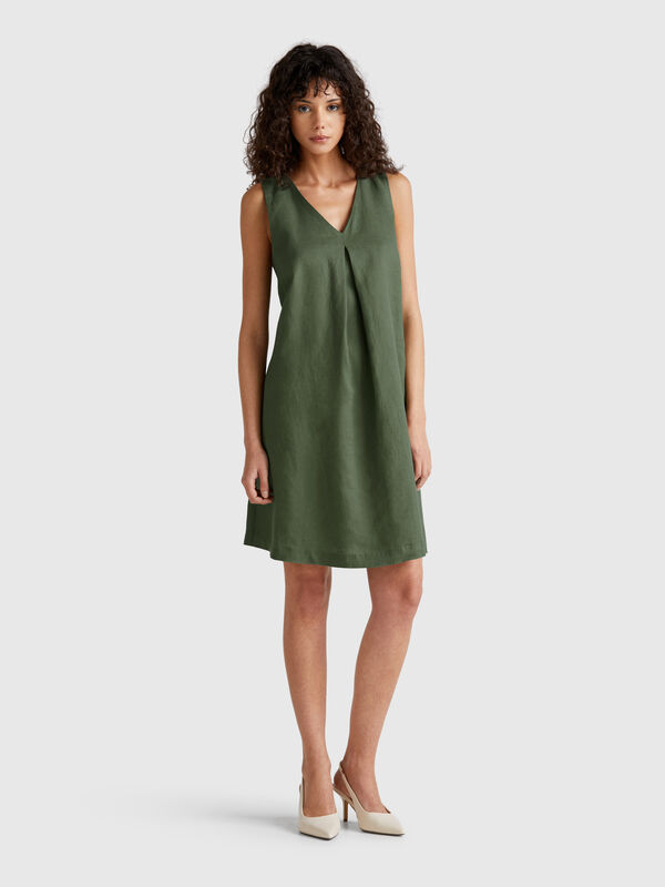 Robe sans manches en pur lin Femme