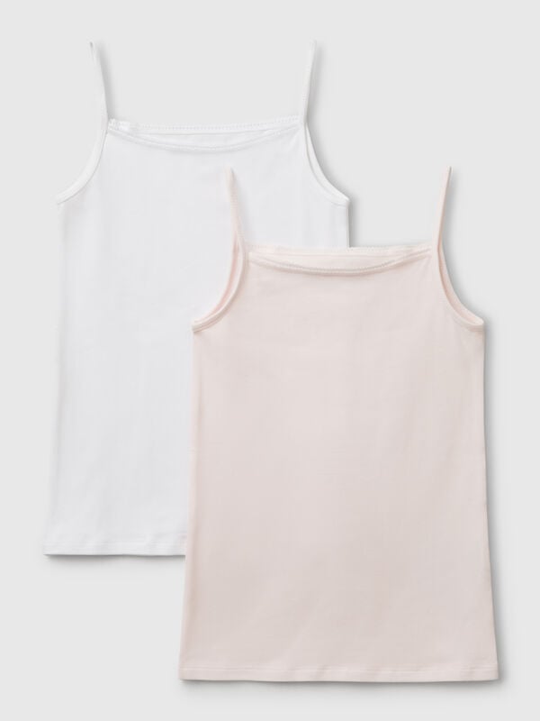 Deux gilets sous-vêtements en coton stretch Filles