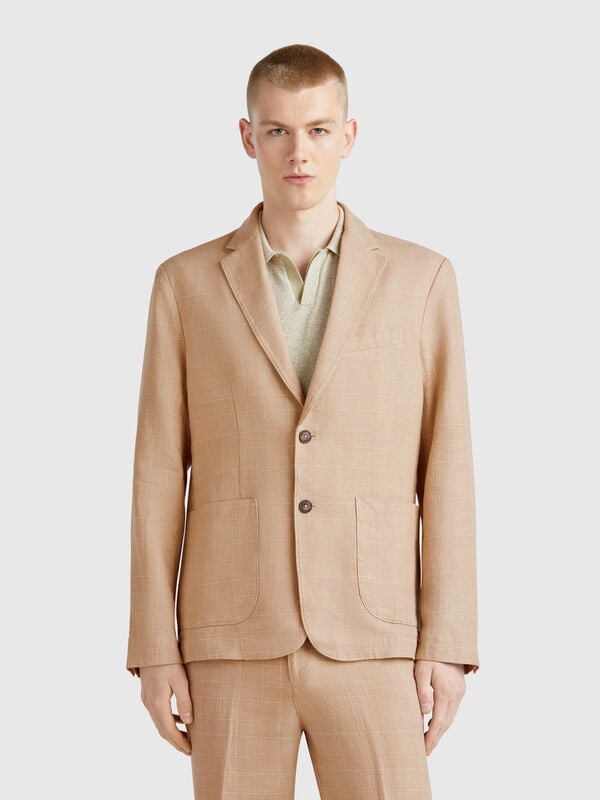 Blazer rayé en lin mélangé Homme