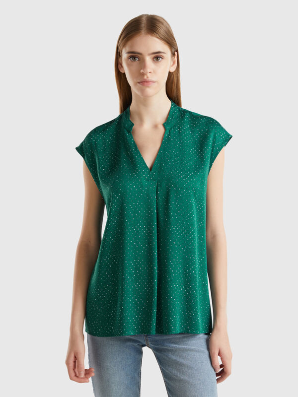 Blouse à pois en viscose durable Femme