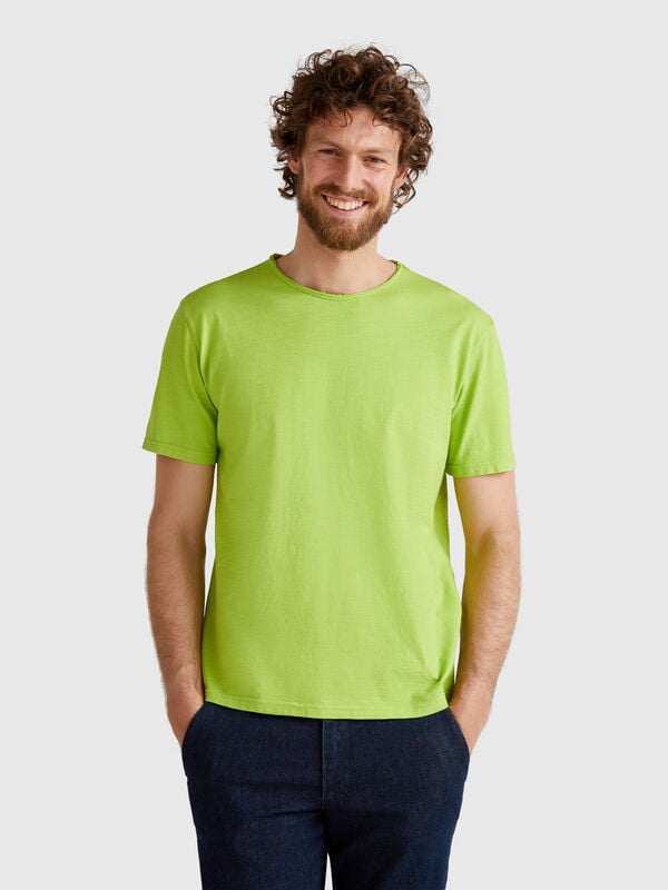 T-shirt vert clair en coton flammé Homme