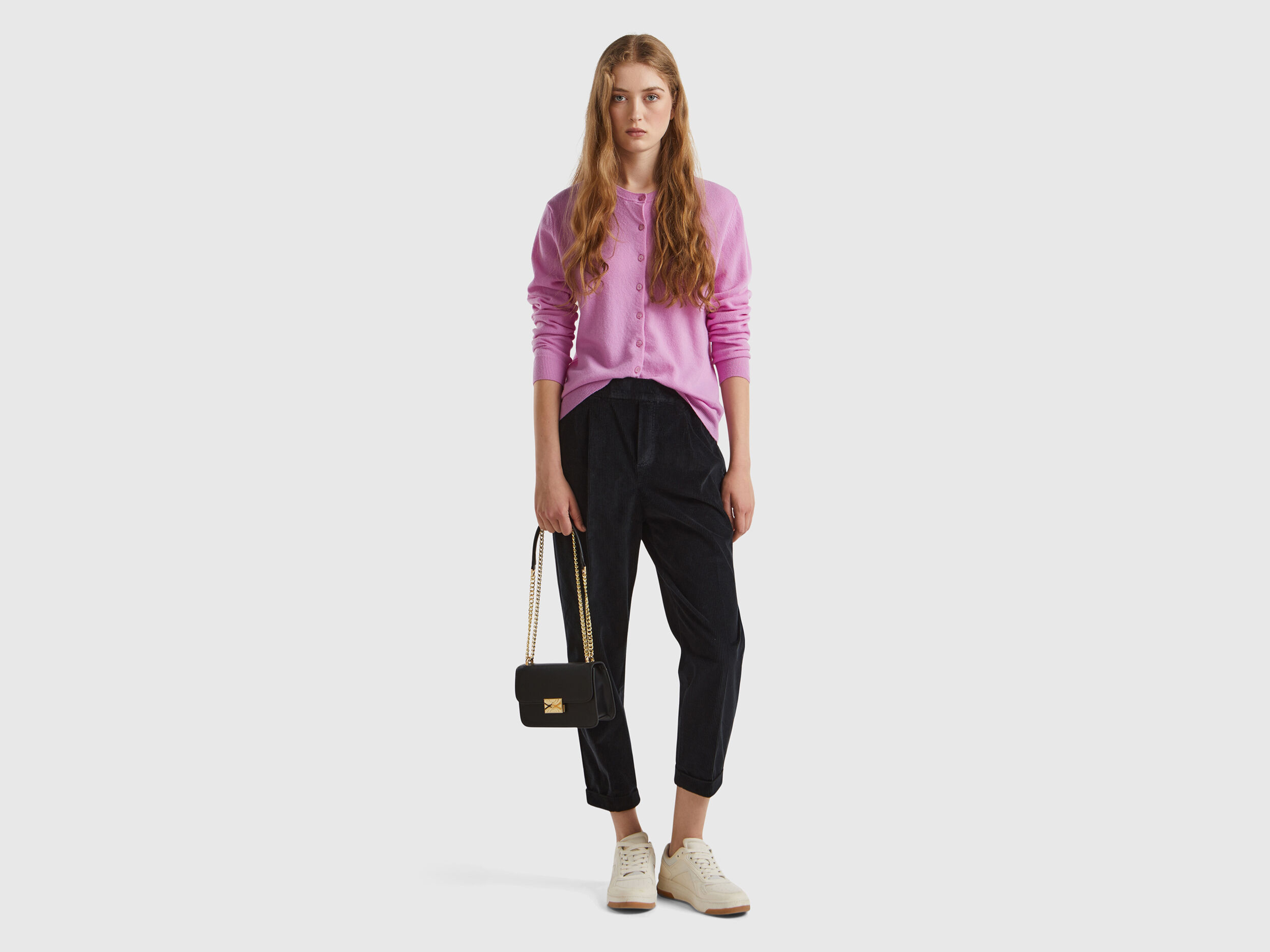 Chino en velours avec taille stretch Noir Benetton