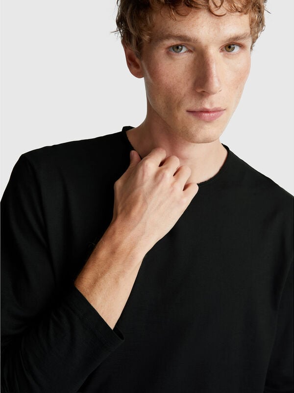 T-shirt à manches longues 100 % coton Homme