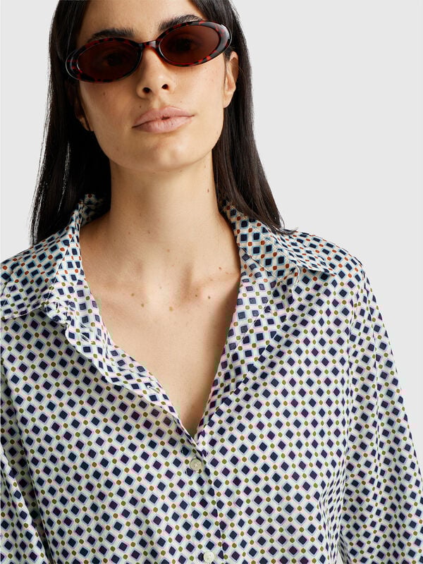 Chemise à motifs en coton léger Femme