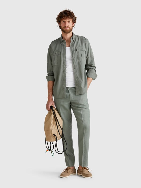 Chino en pur lin Homme