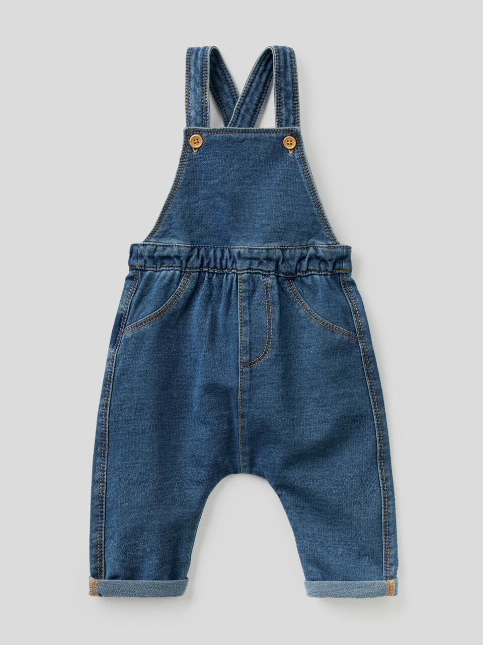 Salopette en molleton stretch effet denim image number 1