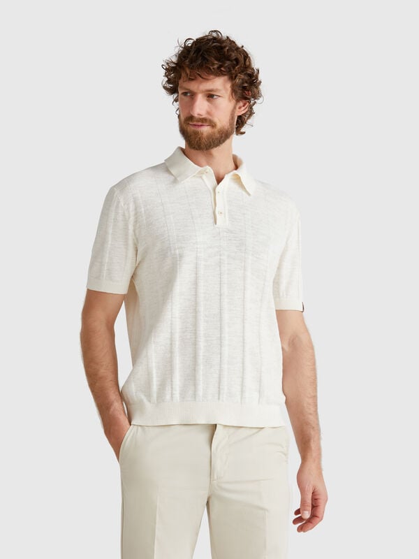 Polo en maille de lin mélangé Homme
