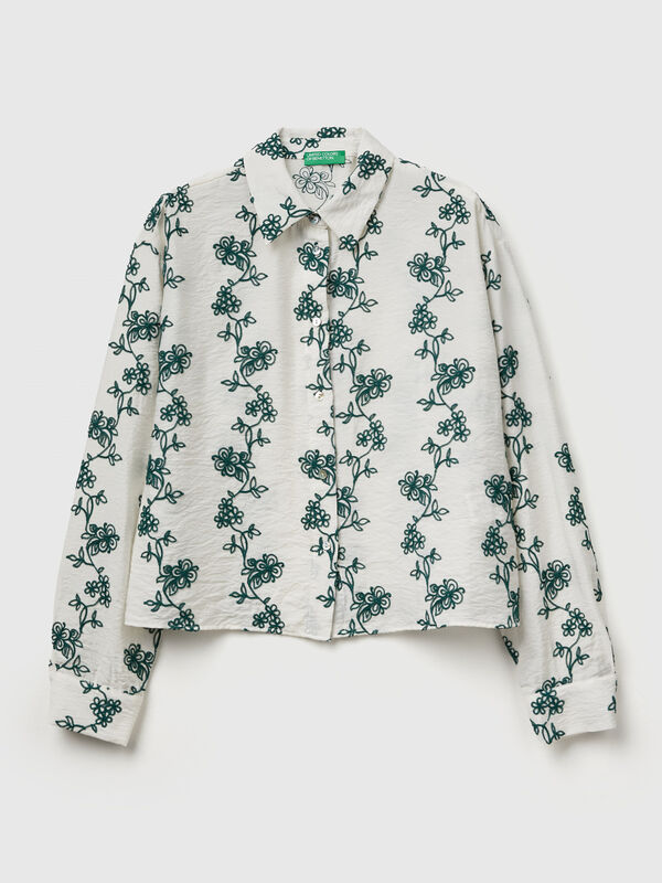 Chemise avec broderie de fleurs Femme