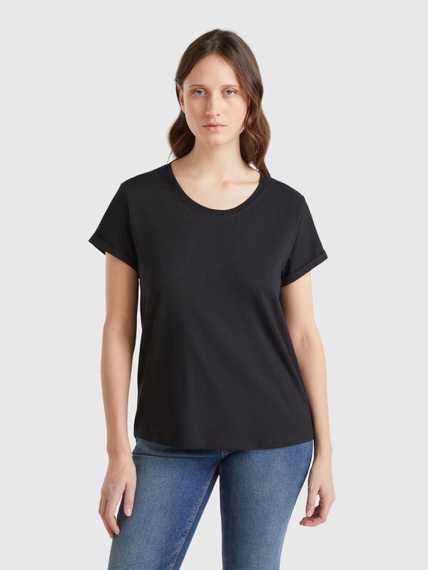 T-shirt à manches courtes en coton léger Femme