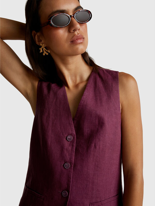 Gilet en pur lin Femme