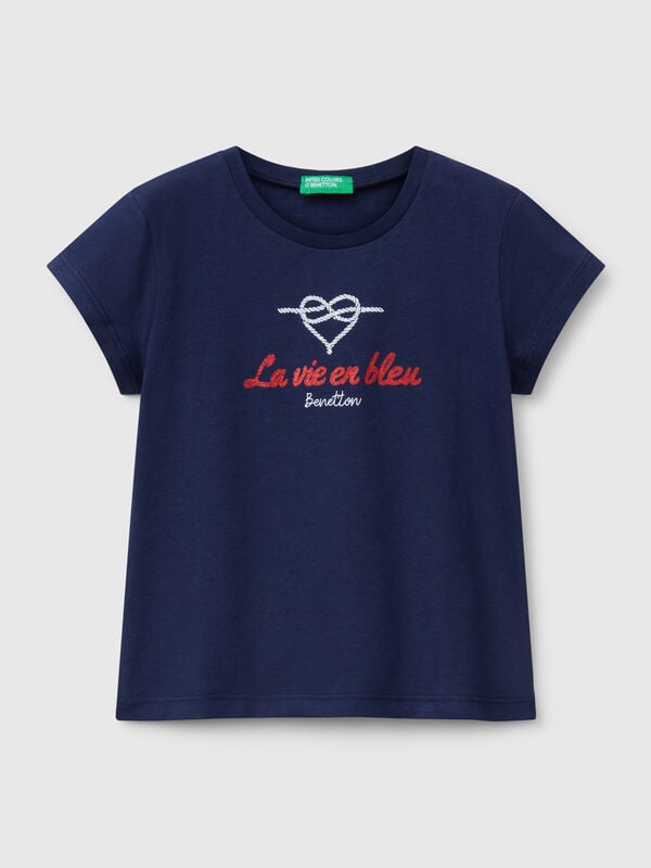T-shirt en coton à paillettes Filles