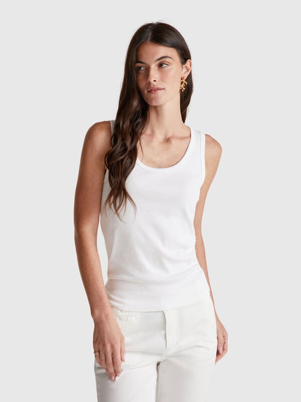 Débardeur blanc en pur coton Femme