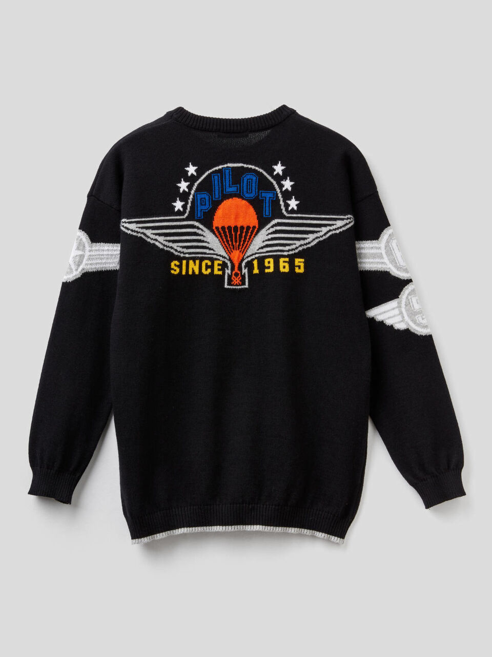 Pull avec intarsia en pur coton image number 2