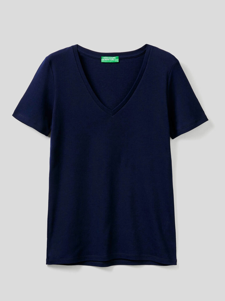 T-shirt en pur coton avec col en V image number 1