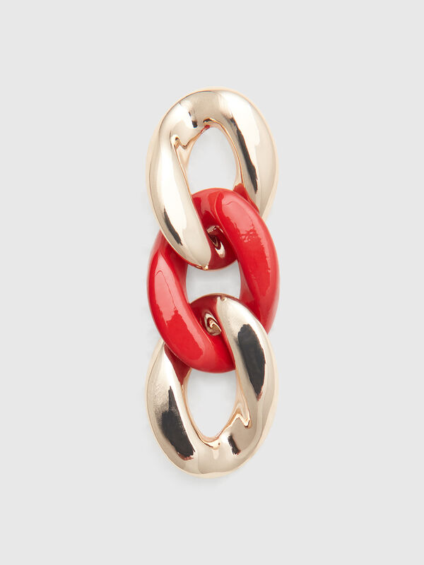 Boucles d'oreilles pendantes avec chaîne dorée et brique Femme