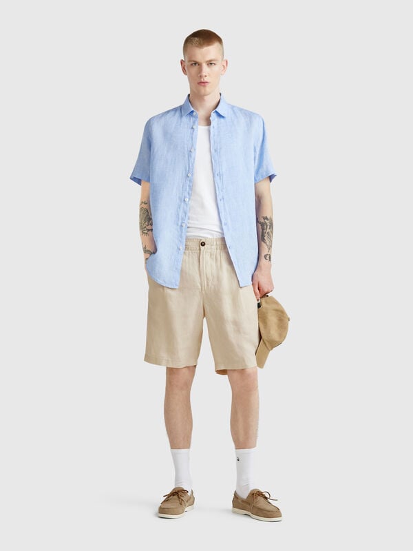 Bermuda avec cordon de serrage en pur lin Homme